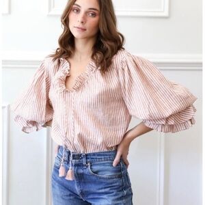 MILLE: Striped Blouse with Ruffle Sleeves